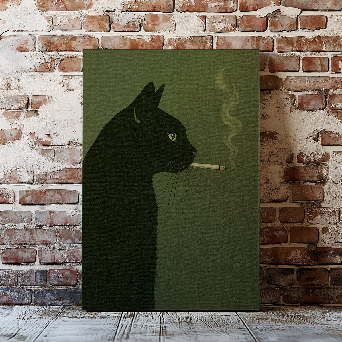 Blisscorners Black Cat Smoking Canvas Funny Retro Cat Wall Art3 LM2611