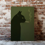 Blisscorners Black Cat Smoking Canvas Funny Retro Cat Wall Art3 LM2611