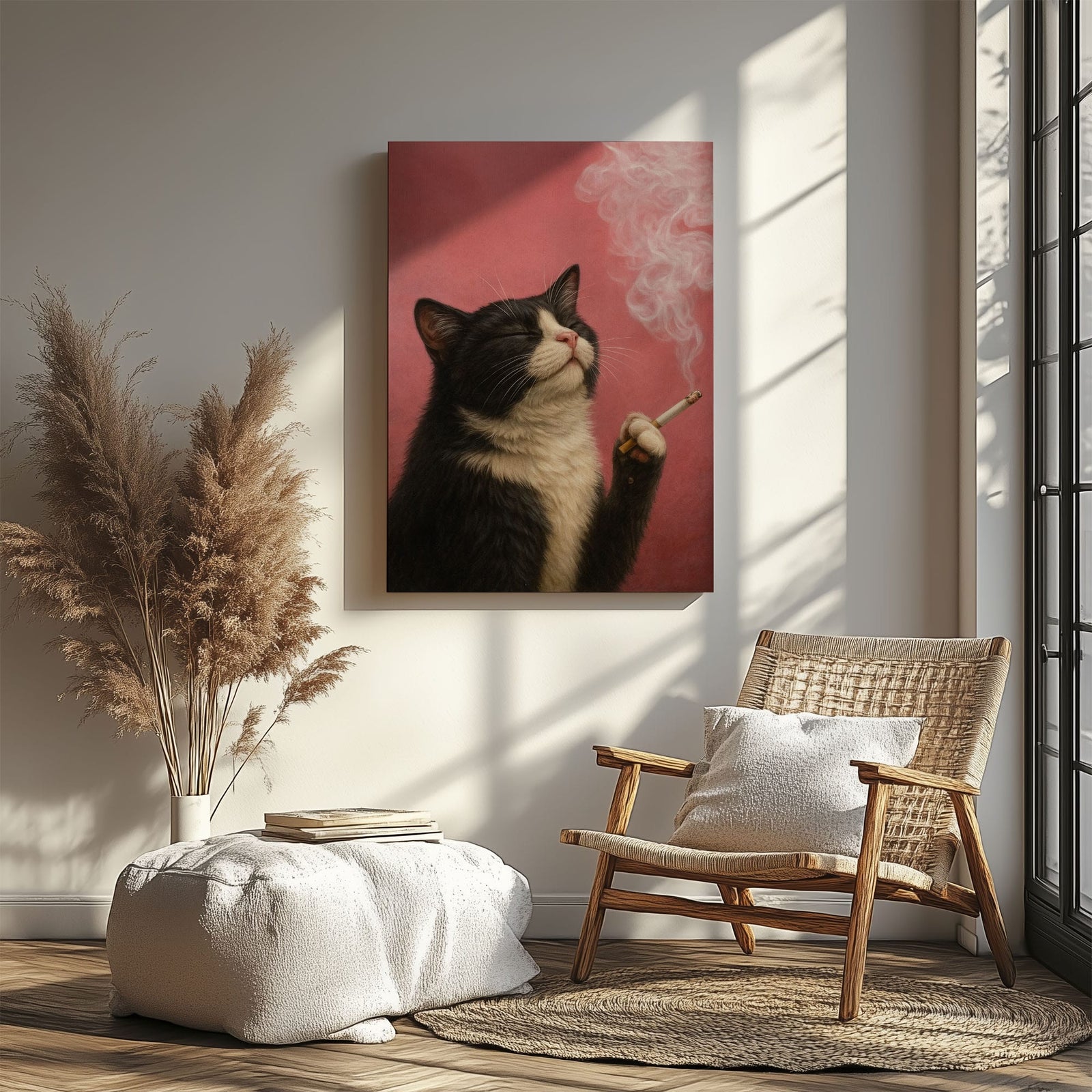 Blisscorners Smoking Cat Canvas Funny Retro Cat Wall Art3 LM2611