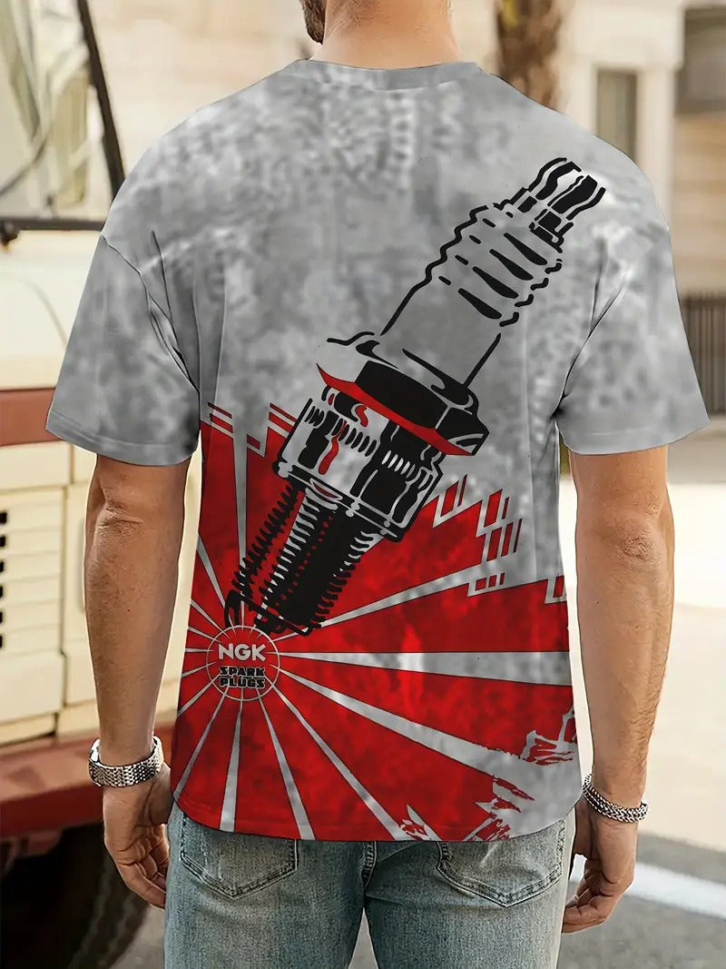 Blisscorners Spark Plugs Graphic 3d Print Mechanic T-shirts, Birthday Gift For Mechanic, Summer Trendy T-shirt, Top Mechanic Shirt