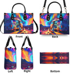 BLISSCORNERS CAMPING AT NIGHT WITH CAMPFIRE LEATHER HANDBAG