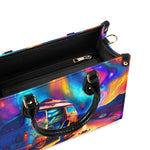 BLISSCORNERS CAMPING AT NIGHT WITH CAMPFIRE LEATHER HANDBAG