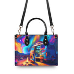 BLISSCORNERS CAMPING AT NIGHT WITH CAMPFIRE LEATHER HANDBAG