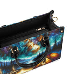 BLISSCORNERS CAMPING SCENE UNDER STARRY NIGHT SKY LEATHER HANDBAG