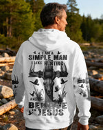 Blisscorners I Am A Simple Man I Like Hunting And Believe In Jesus Shirt, Personalized Hunting 3D Shirt