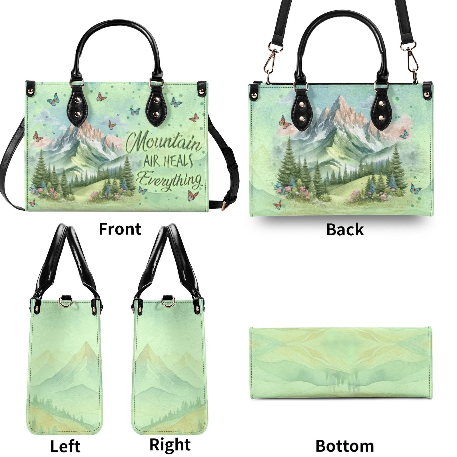 BLISSCORNERS MOUNTAIN AIR HEALS EVERYTHING LEATHER HANDBAG
