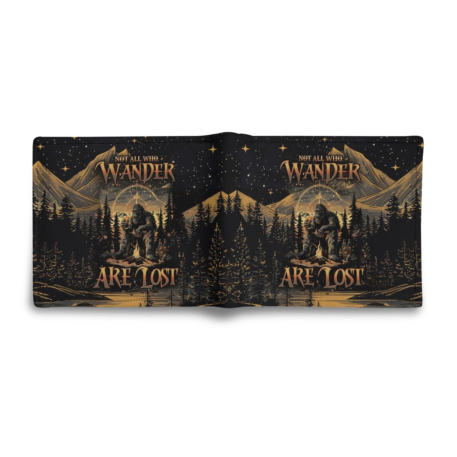 BLISSCORNERS NOT ALL WHO WANDER ARE LOST BIGFOOT COMPASS LEATHER WALLET