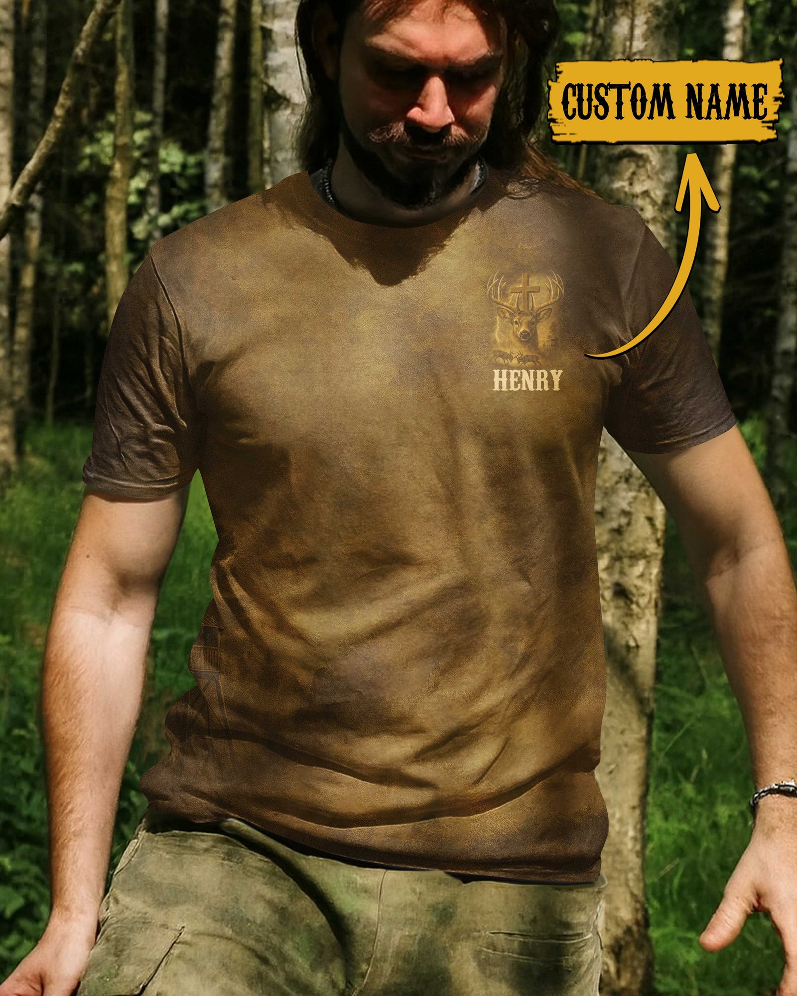 Blisscorners I've Got Hunting In My Veins And Jesus In My Heart Custom Name Shirt, Personalized Hunting 3D Shirt