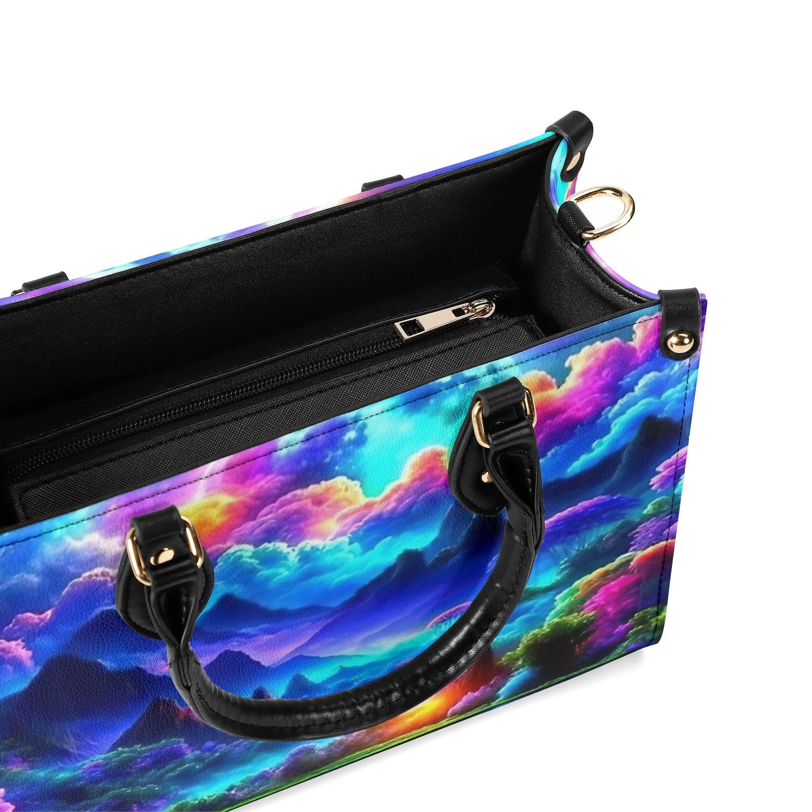 BLISSCORNERS GLOWING NATURE SCENE LEATHER HANDBAG