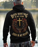 Blisscorners Deer Hunting In My Veins Jesus In My Heart Shirt, Personalized Hunting 3D Shirt