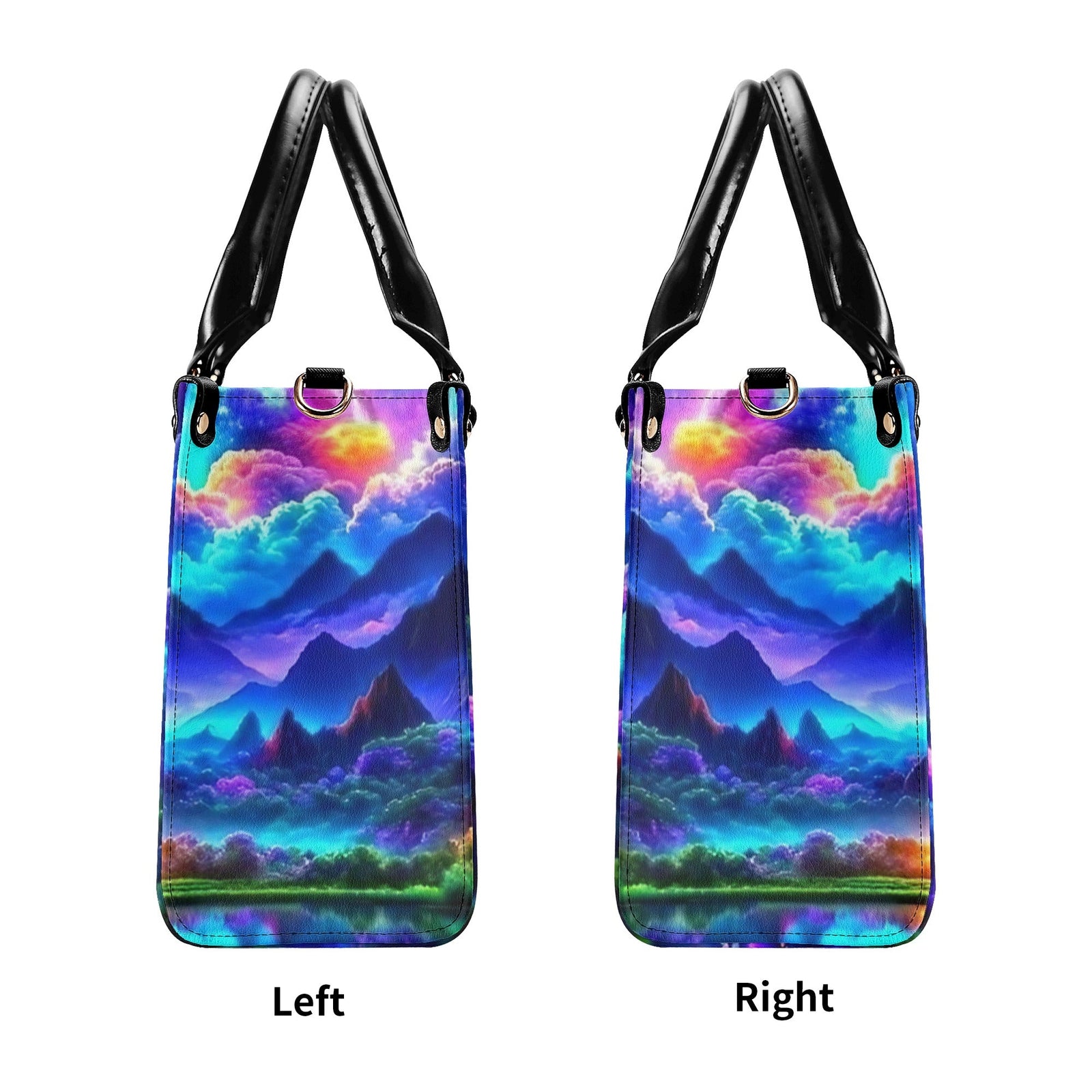 BLISSCORNERS GLOWING NATURE SCENE LEATHER HANDBAG