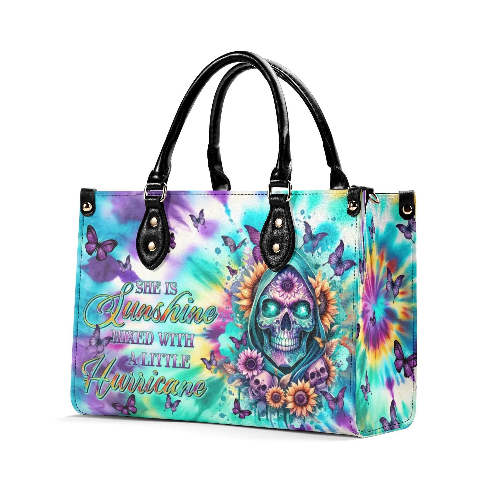 BLISSCORNERS SHE IS SUNSHINE REAPER SUNFLOWER TIE DYE LEATHER HANDBAG