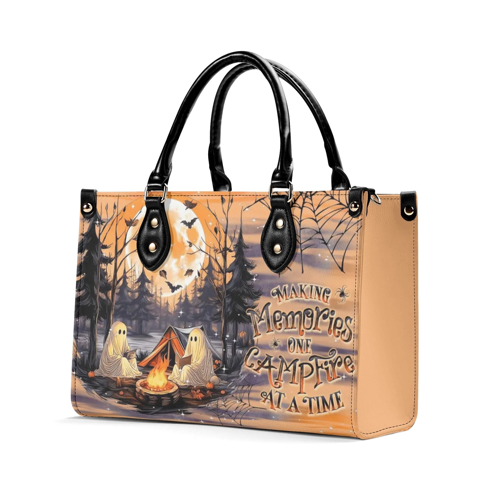 BLISSCORNERS MAKING MEMORIES ONE CAMPFIRE HALLOWEEN LEATHER HANDBAG