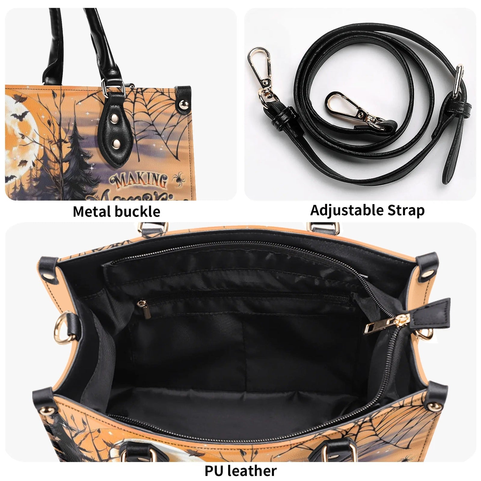 BLISSCORNERS MAKING MEMORIES ONE CAMPFIRE HALLOWEEN LEATHER HANDBAG