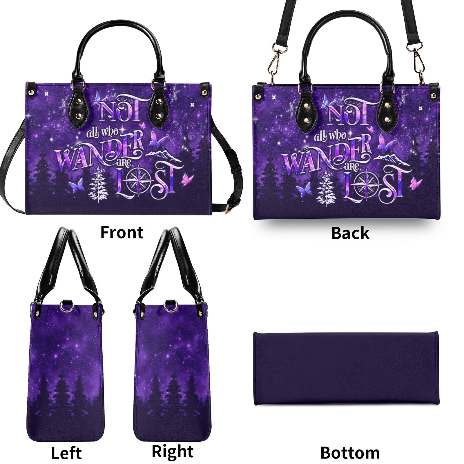 BLISSCORNERS NOT ALL WHO WANDER ARE LOST LEATHER HANDBAG