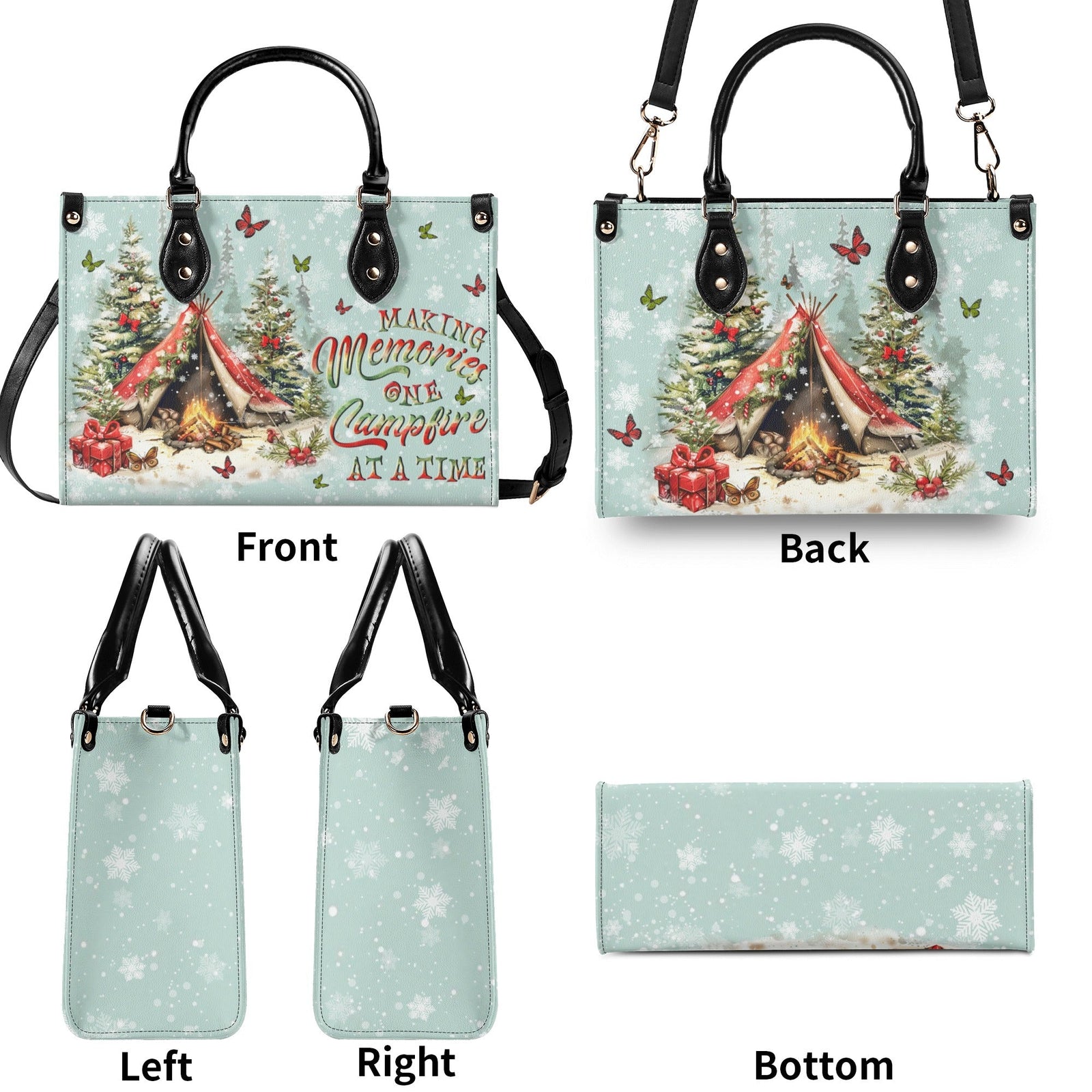 BLISSCORNERS MAKING MEMORIES ONE CAMPFIRE CHRISTMAS LEATHER HANDBAG