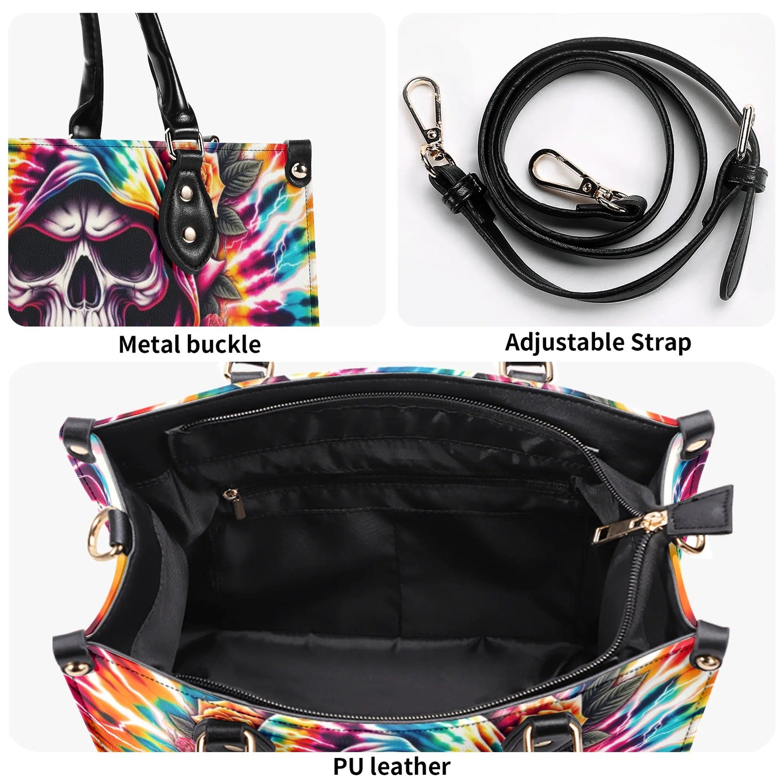 BLISSCORNERS REAPER ROSE TIE DYE LEATHER HANDBAG