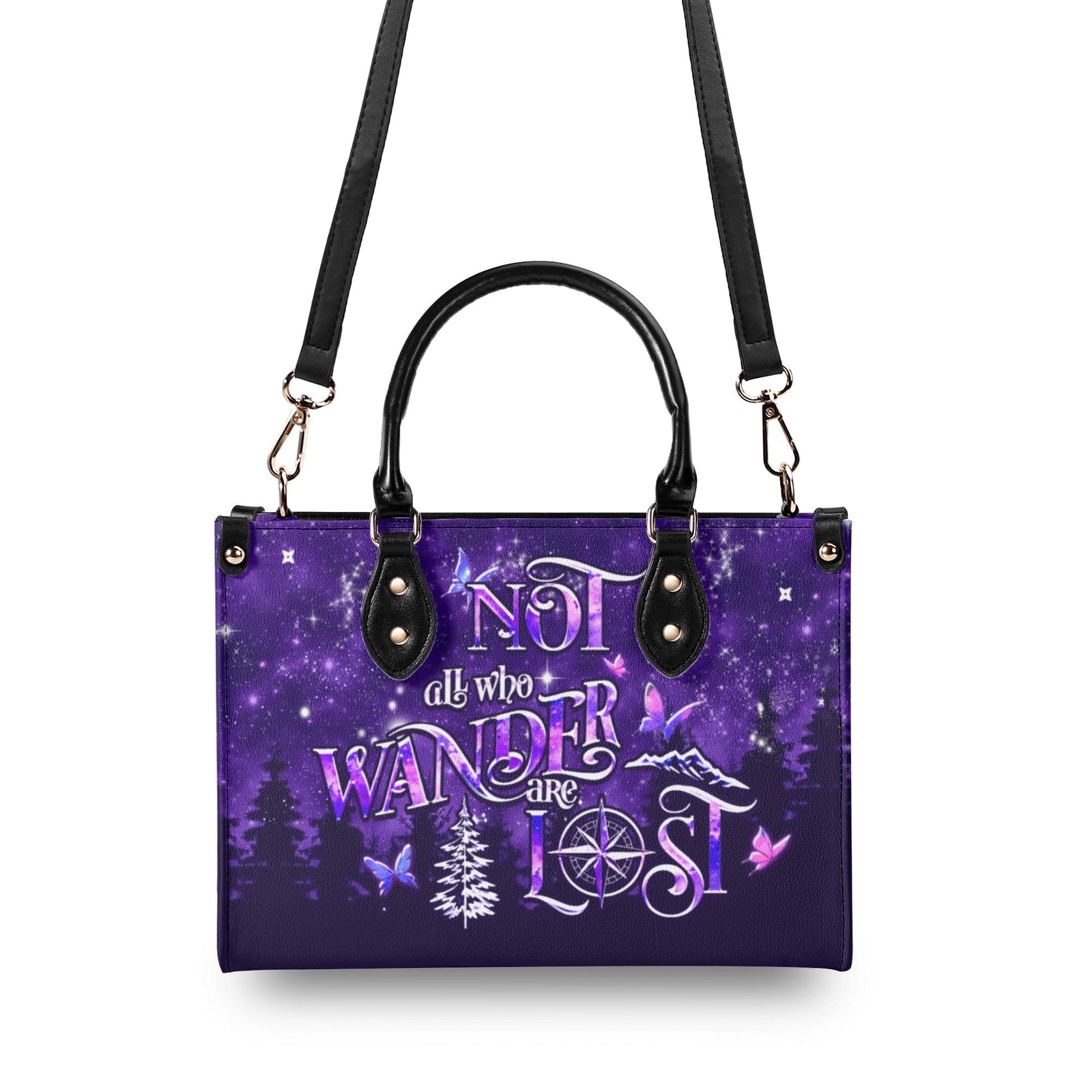 BLISSCORNERS NOT ALL WHO WANDER ARE LOST LEATHER HANDBAG
