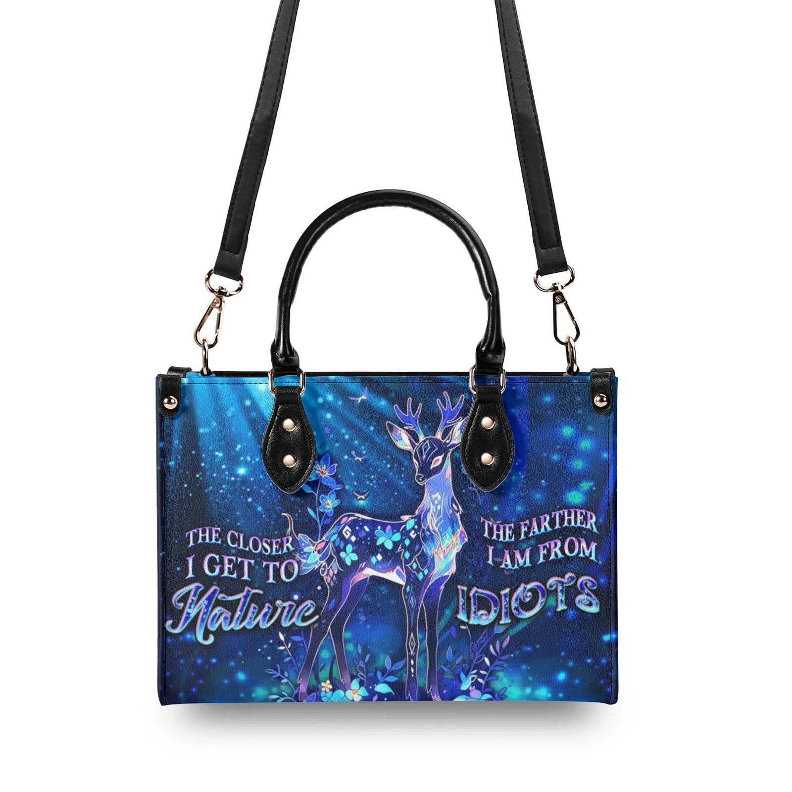 BLISSCORNERS THE CLOSER I GET TO NATURE DEER LEATHER HANDBAG