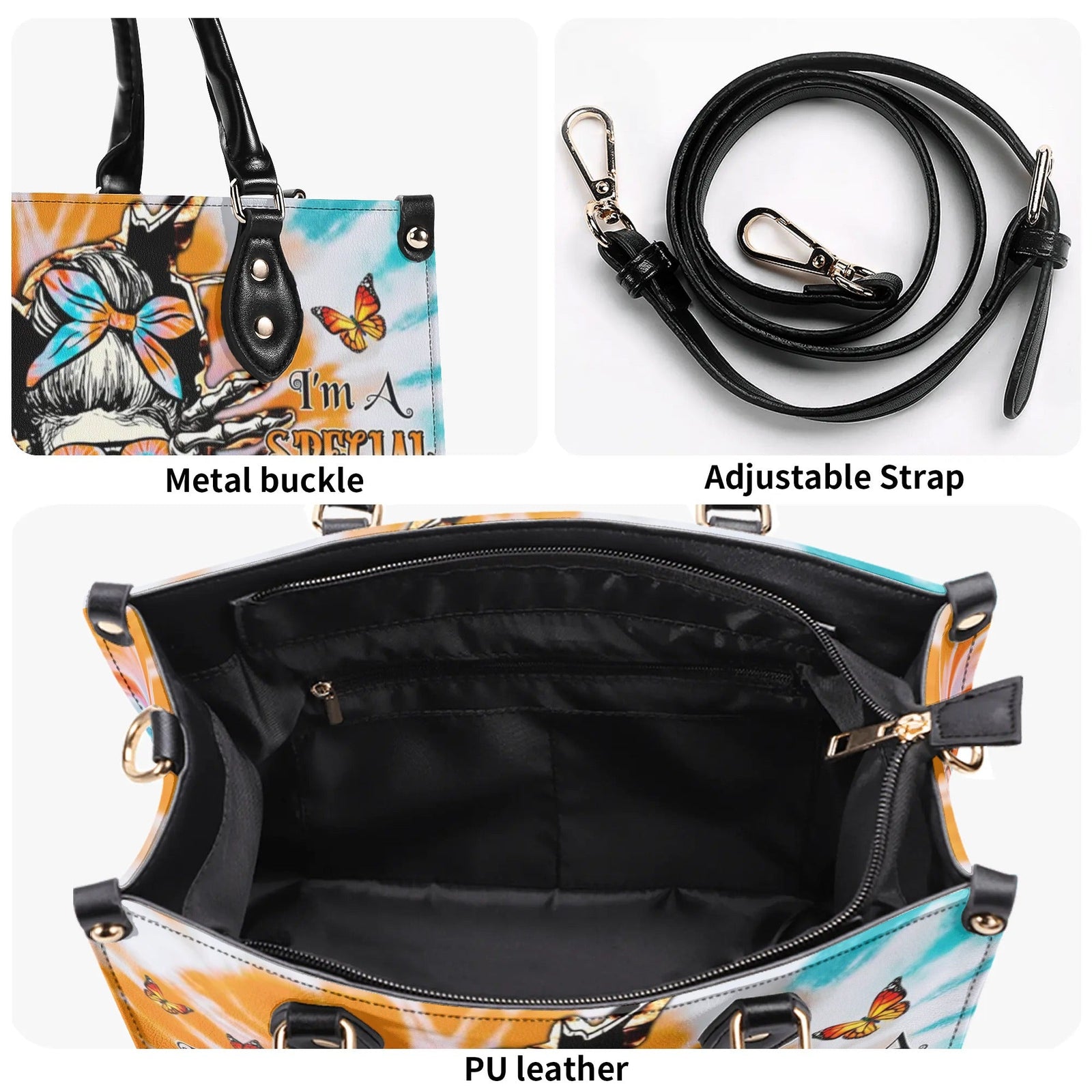 BLISSCORNERS DON'T TRY TO FIGURE ME OUT TIE DYE MESSY BUN LEATHER HANDBAG