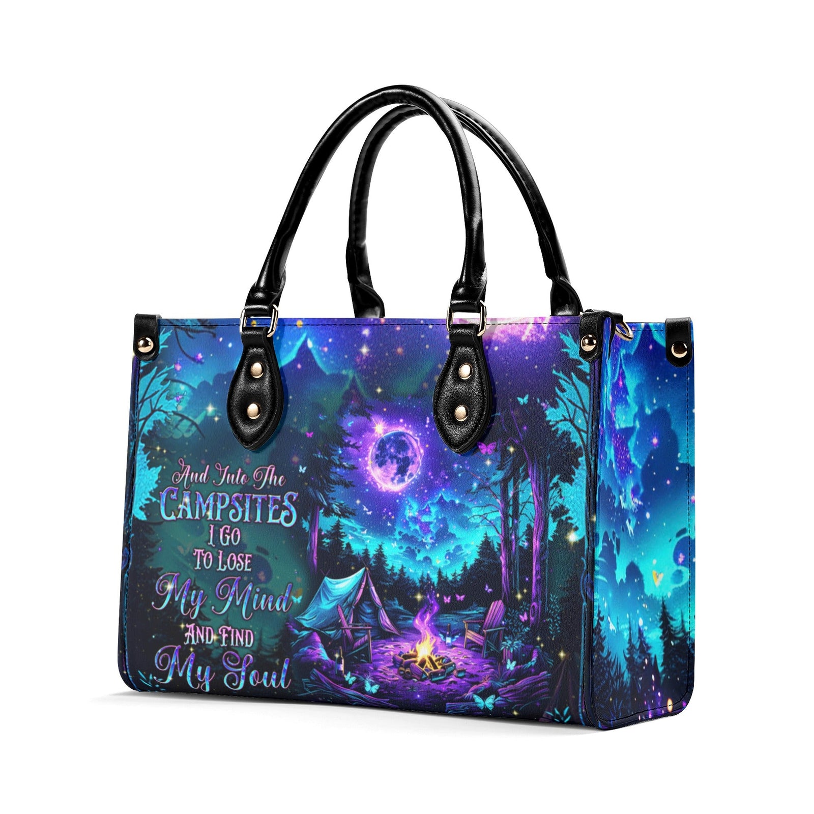 BLISSCORNERS AND INTO THE CAMPSITES I GO LEATHER HANDBAG