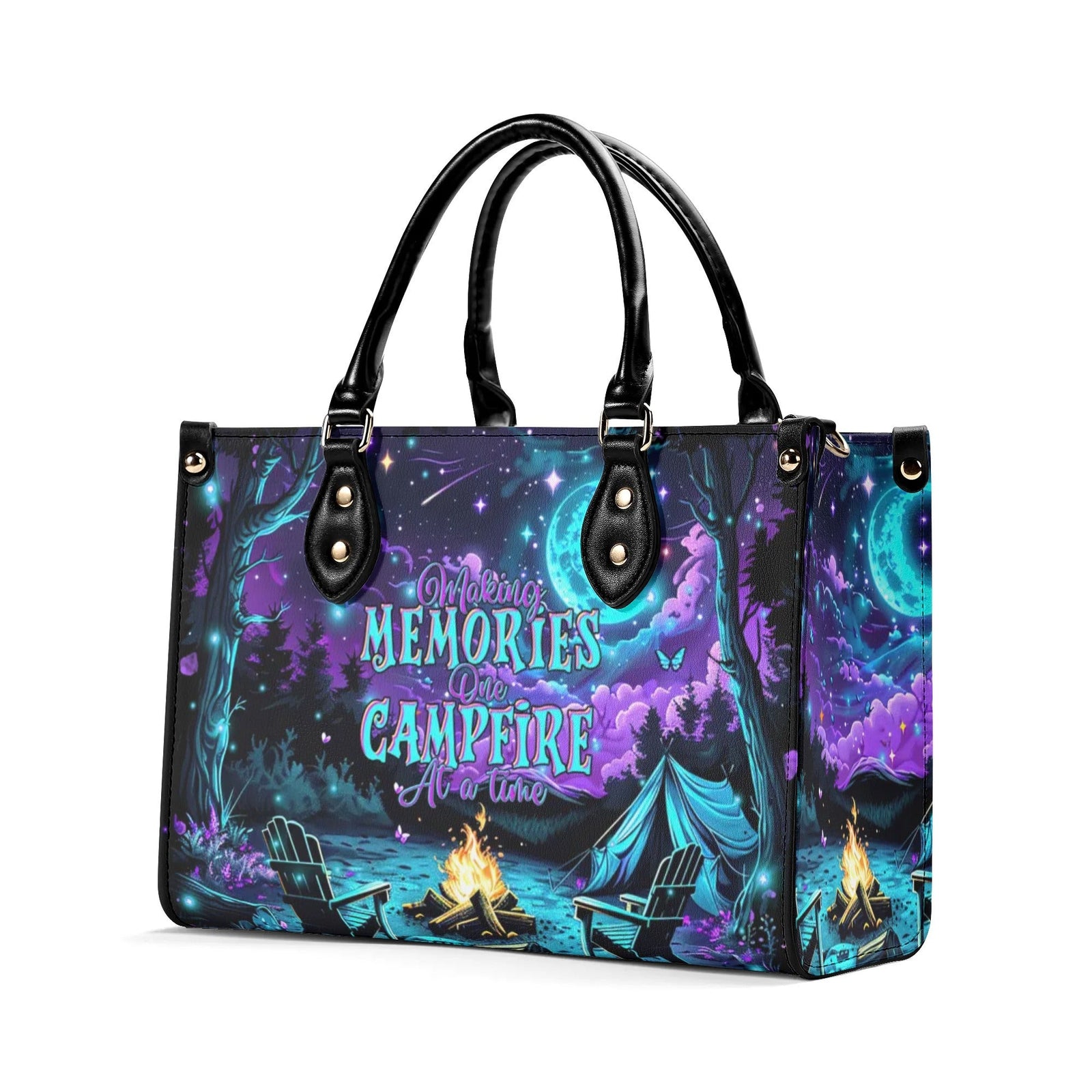 BLISSCORNERS MAKING MEMORIES ONE CAMPFIRE AT A TIME LEATHER HANDBAG