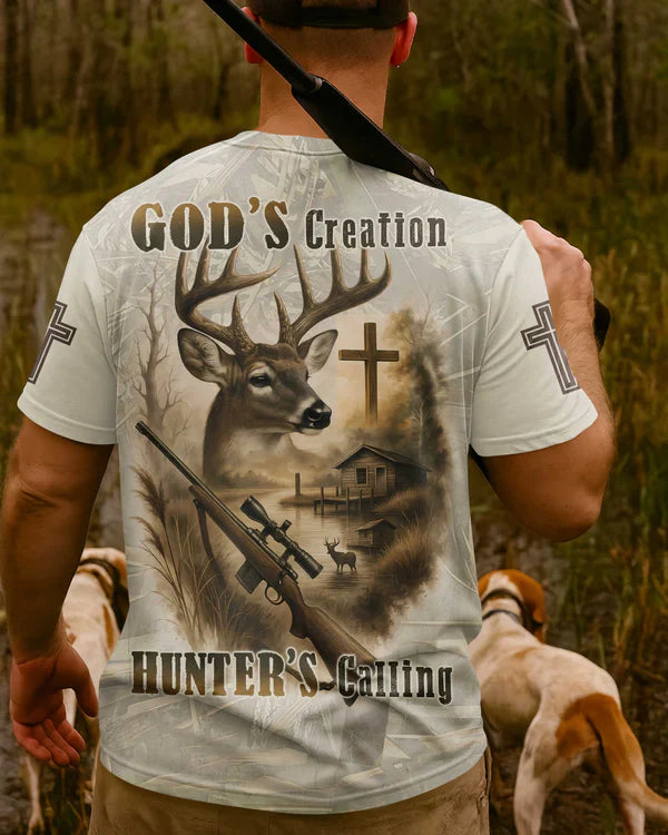 Blisscorners God's Creation Hunter's Calling Shirt, Personalized Hunting 3D Shirt