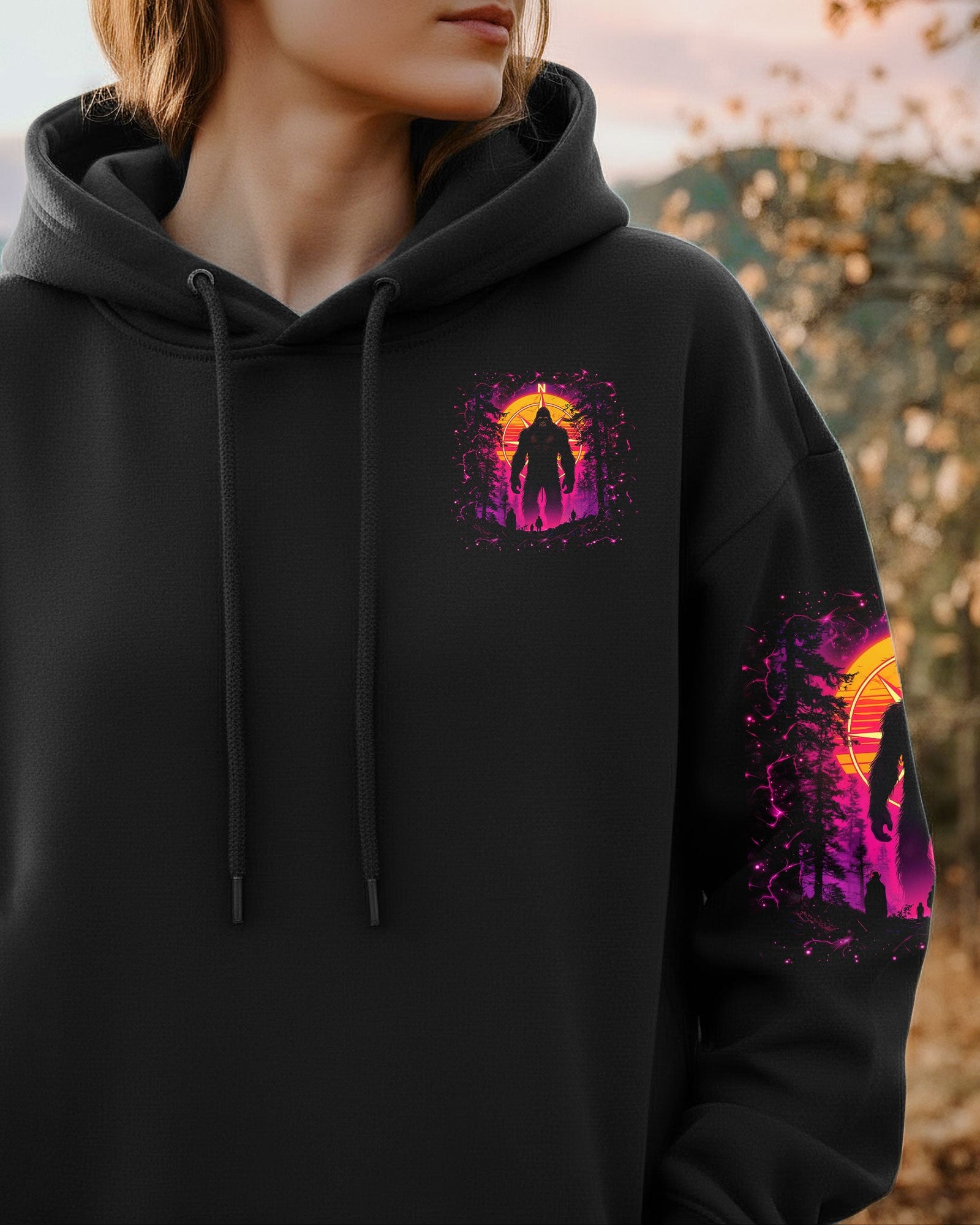 BLISSCORNERS NOT ALL WHO WANDER ARE LOST BIGFOOT COMPASS ALL OVER PRINT