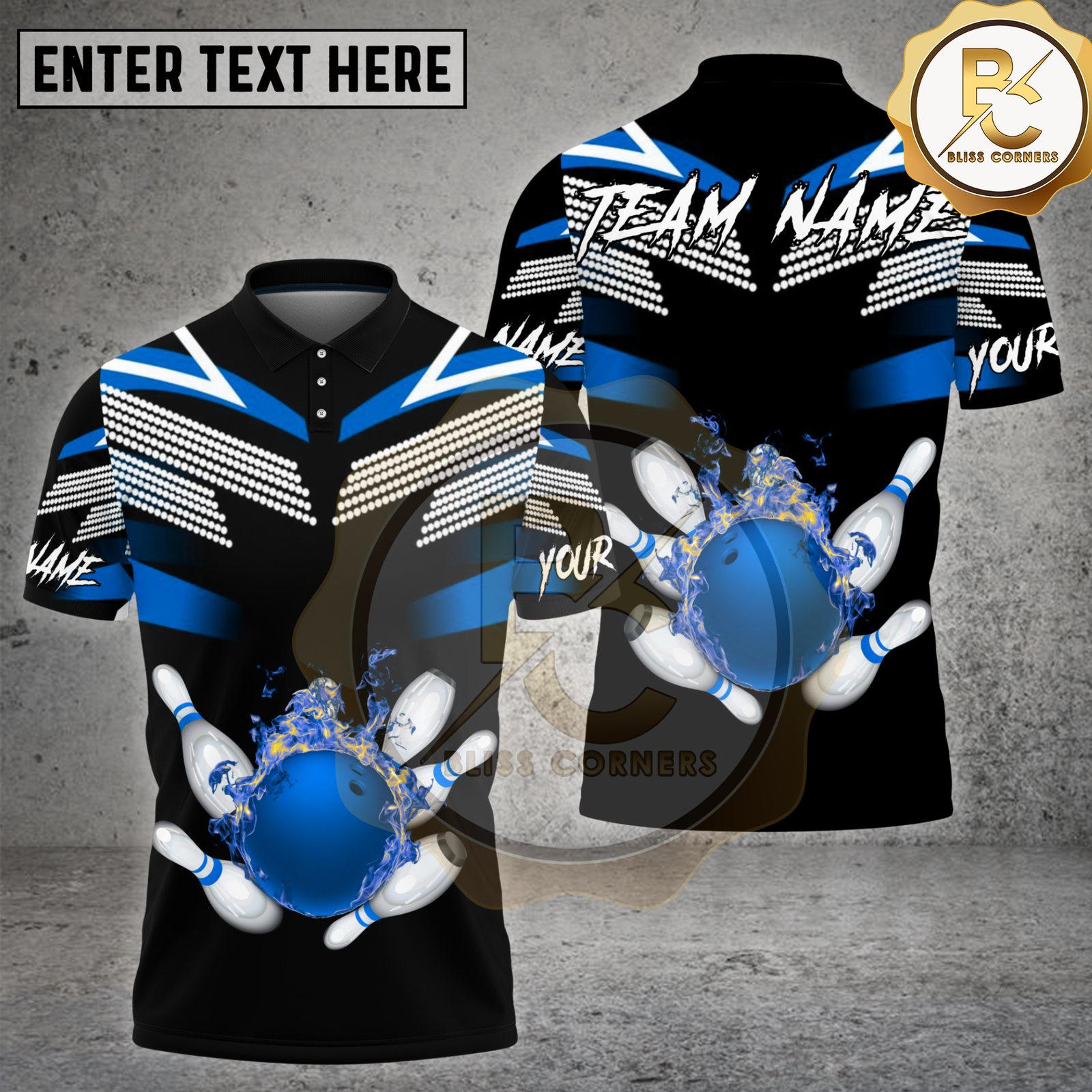 Blisscorners Bowling Fire Ball Strike Black Jersey Multi Options Personalized Name, Team Name 3D Shirt