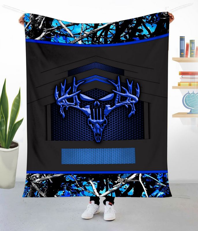 Blisscorners Deer Hunting Camo Punisher Skull Personalized - Blanket