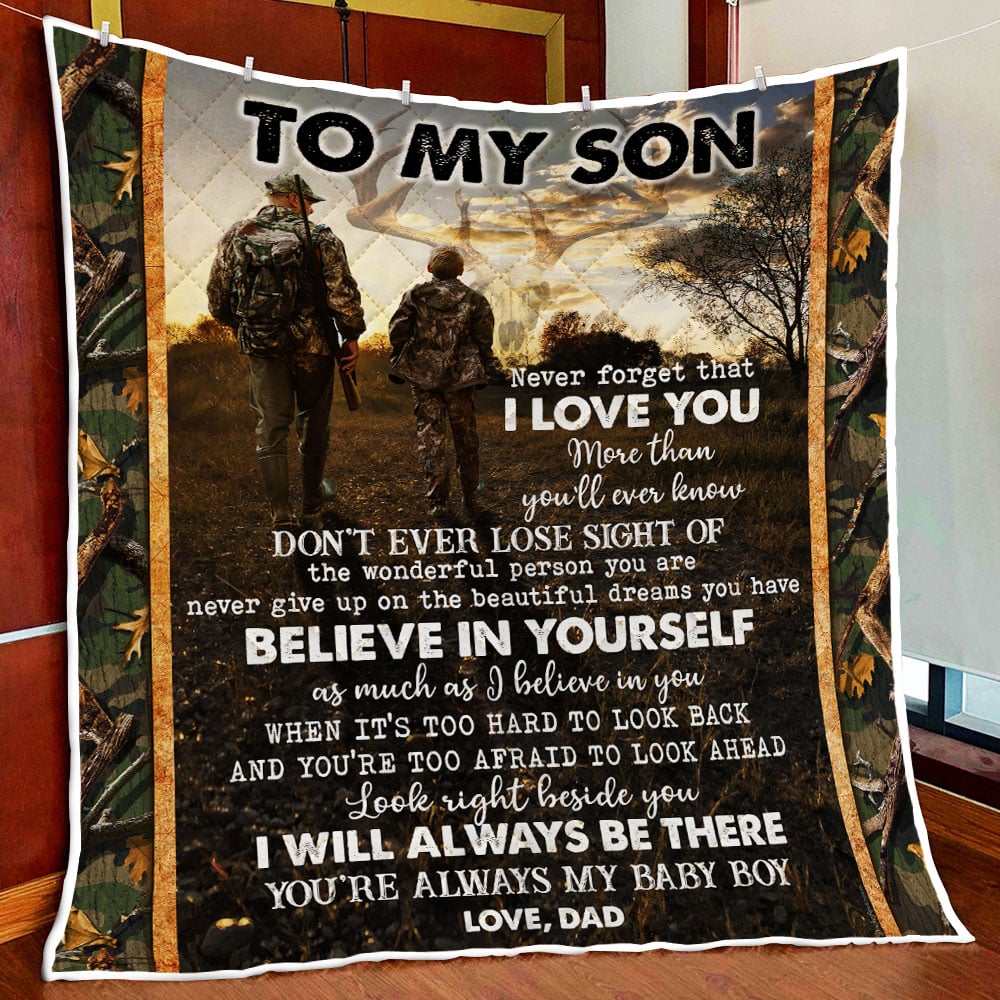 Blisscorners Dad To Son Deer Hunting Quilt Blanket - Blanket