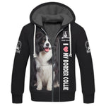 Blisscorners Border Collie Custom Name Zipper Hoodie Gif For Dog Lover 3D Shirts