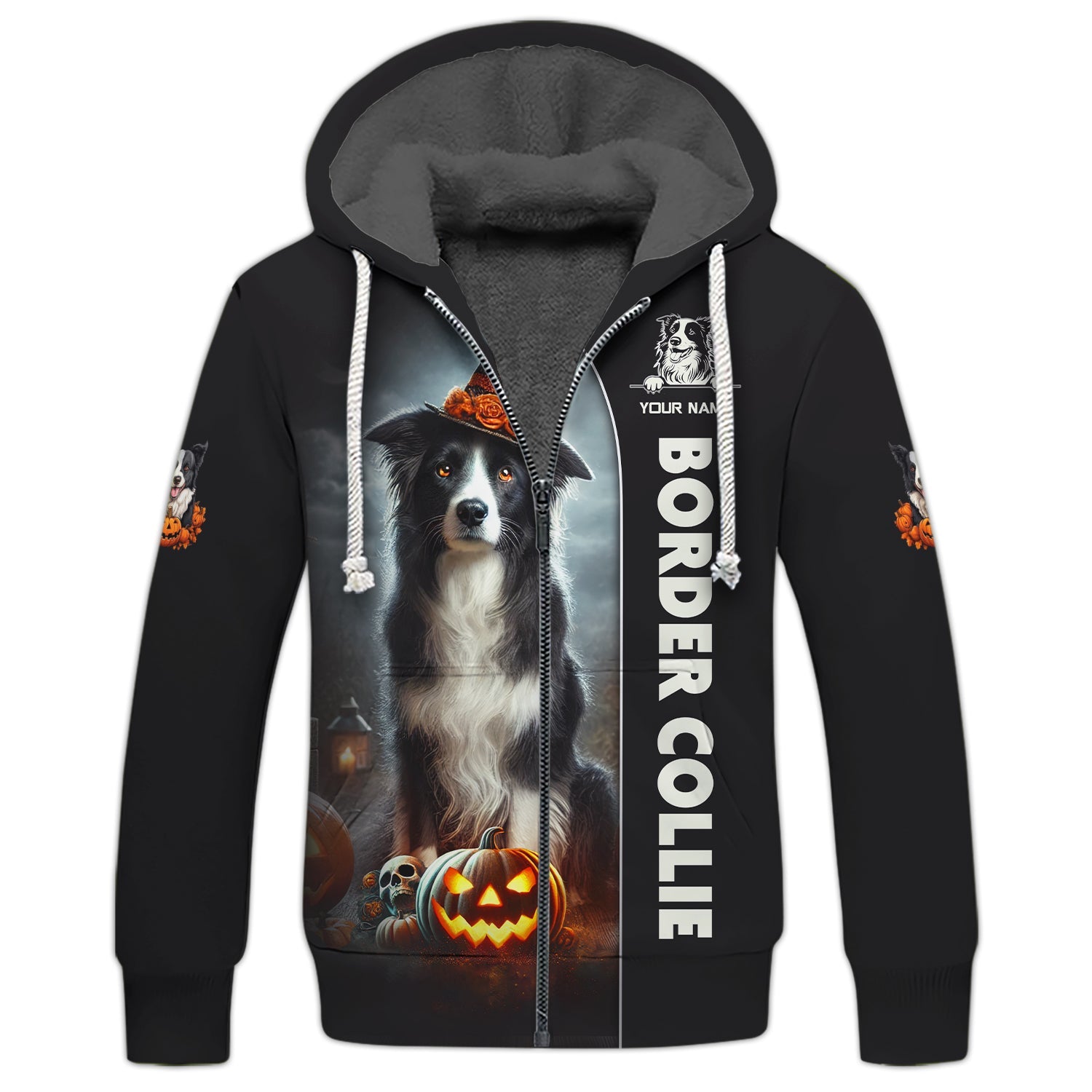 Blisscorners Border Collie Custom Name 3D Shirt Happy Halloween Gift For Dog Lovers