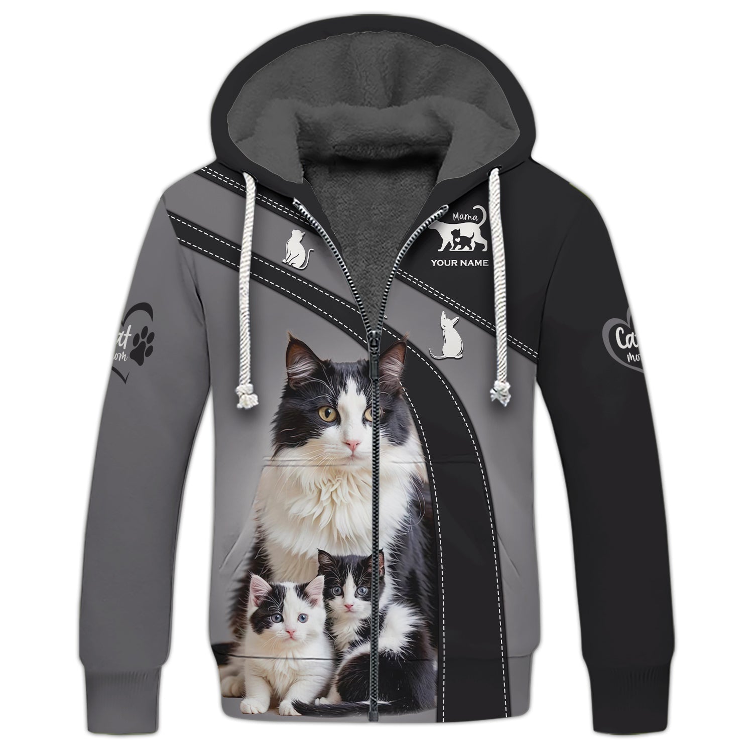 Blisscorners 3D Full Print Cat Mom T-Shirts Personalized Name Gift For Cat Lovers