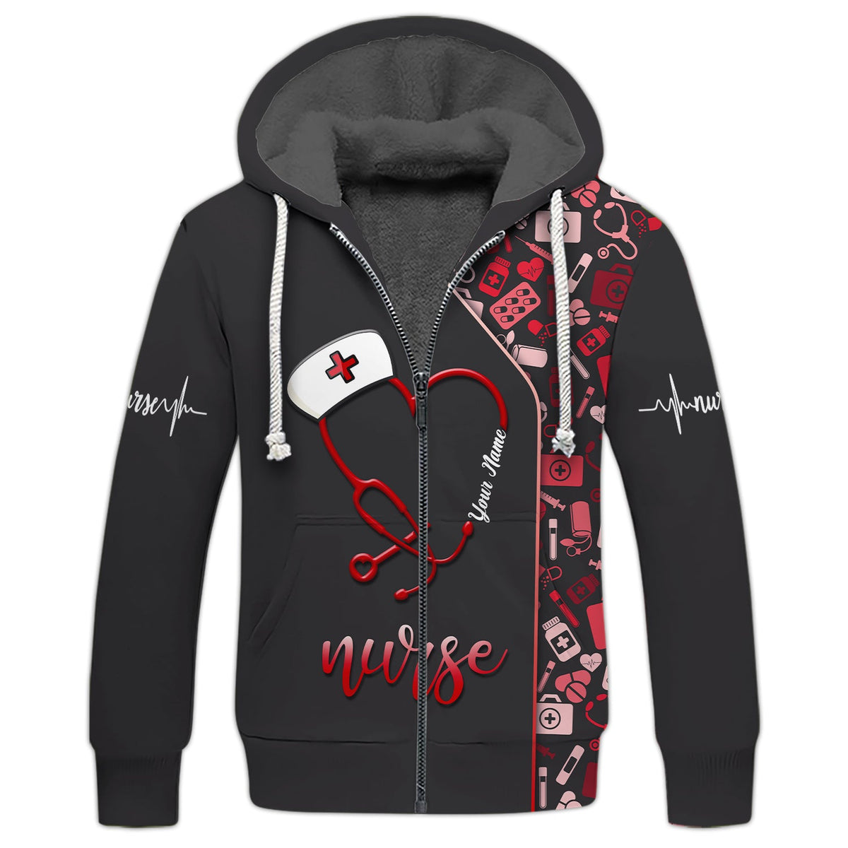 Blisscorners 3D Full Print Stethoscope Heart T-Shirts Personalized Name Gift For Nurse Lovers