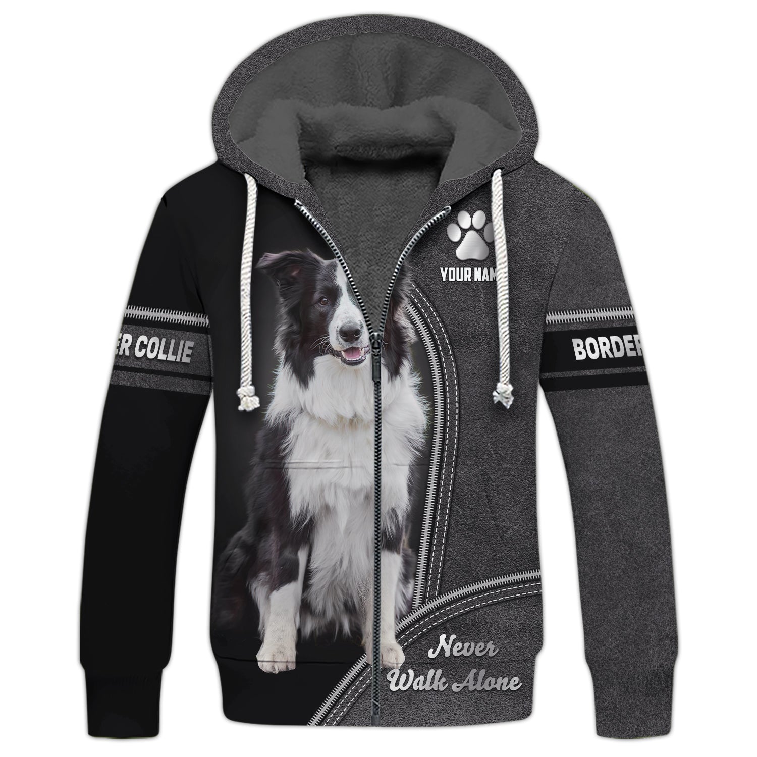 Blisscorners Border Collie Never Walk Alone Custom T-Shirts Border Collie 3D Shirt Gift For Dog Lover