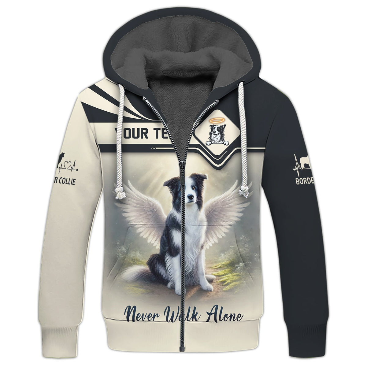 Blisscorners Border Collie Custom Name 3D Shirt Never Walk Alone Gift For Dog Lovers