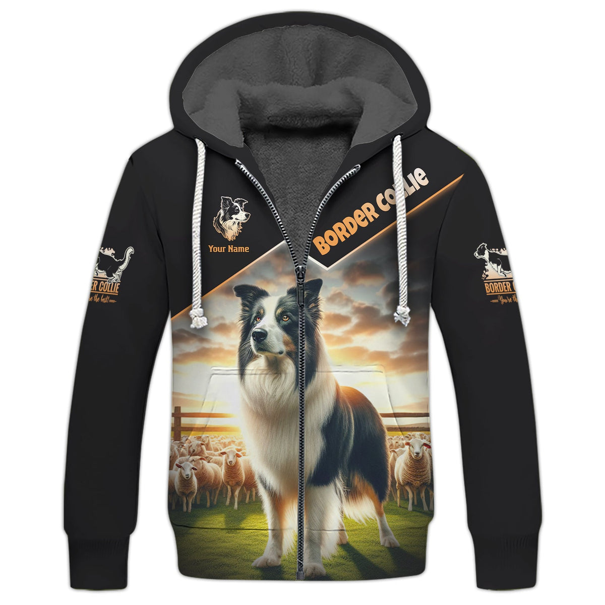 Blisscorners 3D Full Print Border Collie On Sheep Farm T-Shirts Personalized Name Gift For Dogs Lovers