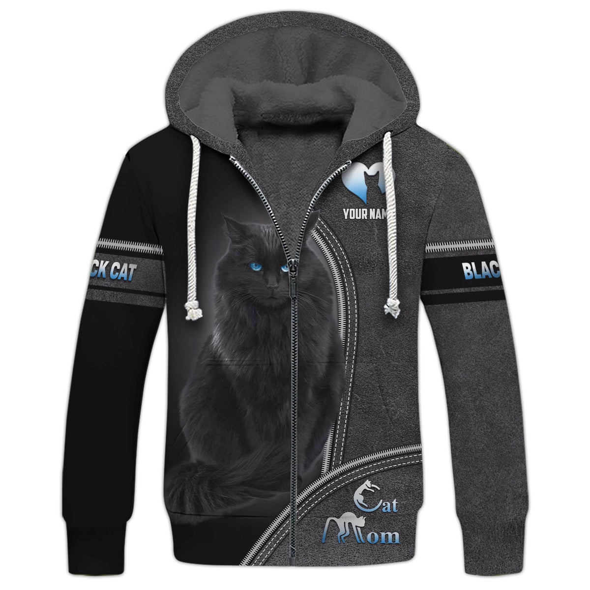 Blisscorners Black Cat Custom Name Cat Mom 3D Shirt Gift For Cat Lovers