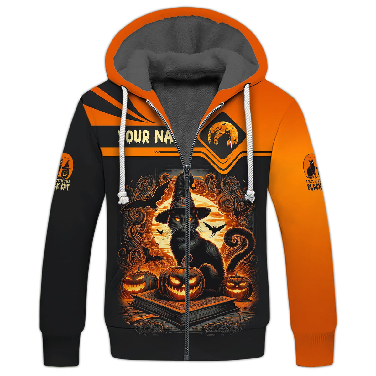 Blisscorners 3D Full Print Wizzard Black Cat T-Shirts Personalized Name Gift For Cat Lovers