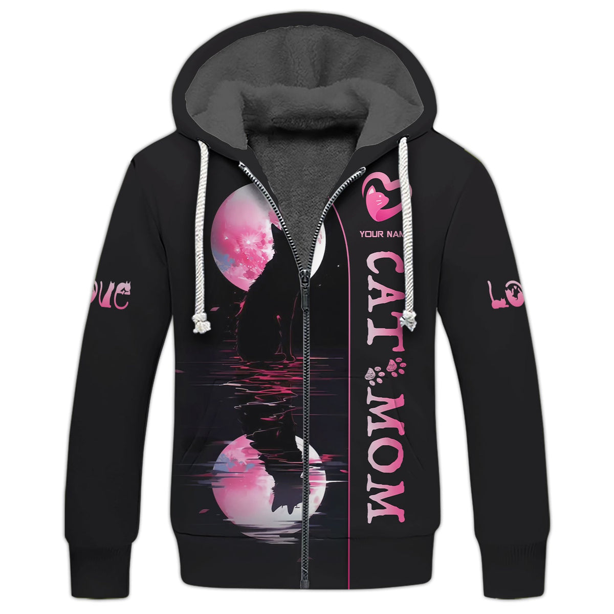 Blisscorners Black Cat With The Moon Custom Name Cat Mom 3D Shirt Gift For Cat Lovers