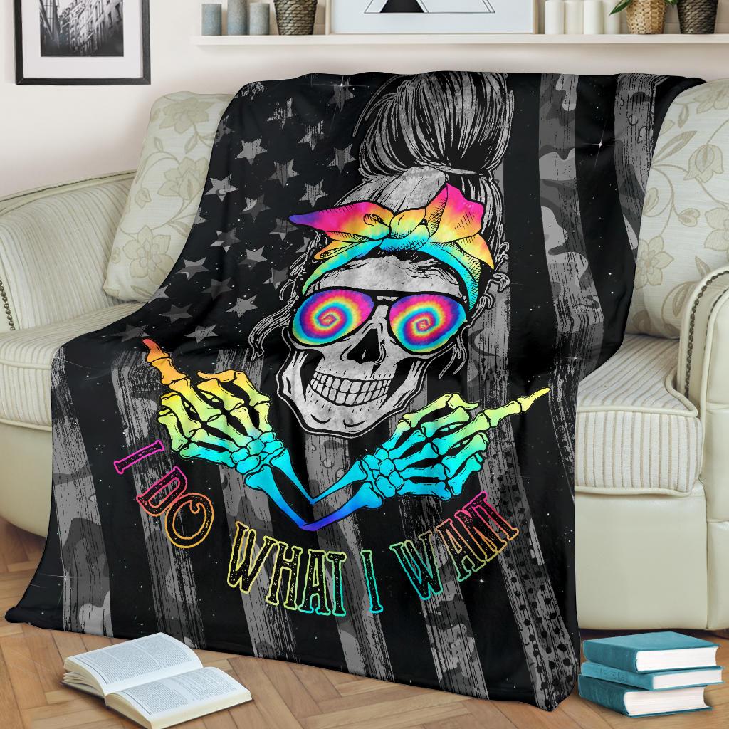 BLISSCORNERS I DO WHAT I WANT TIE DYE BLANKET