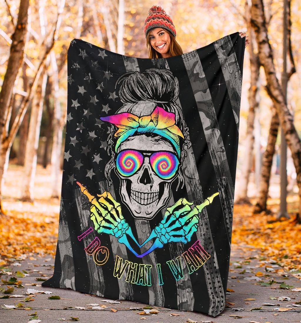 BLISSCORNERS I DO WHAT I WANT TIE DYE BLANKET