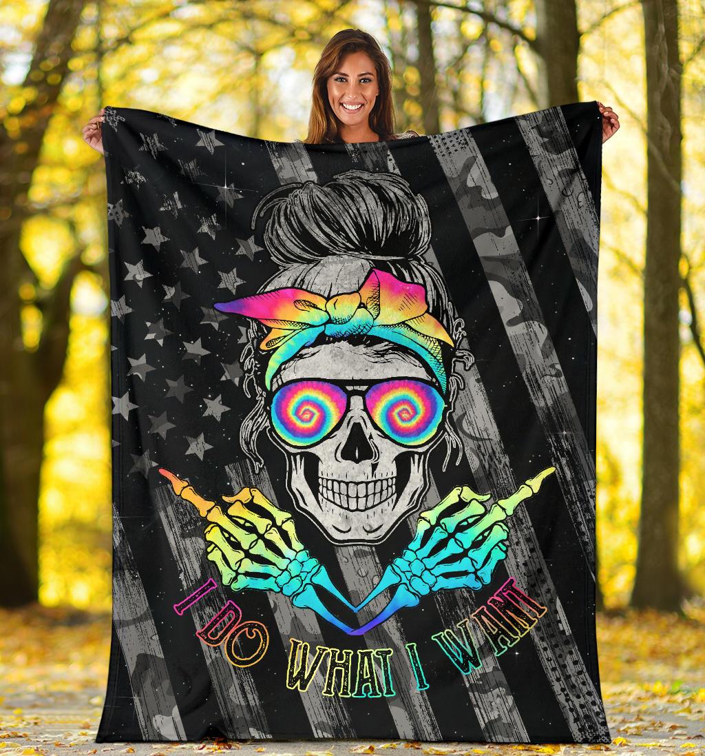 BLISSCORNERS I DO WHAT I WANT TIE DYE BLANKET