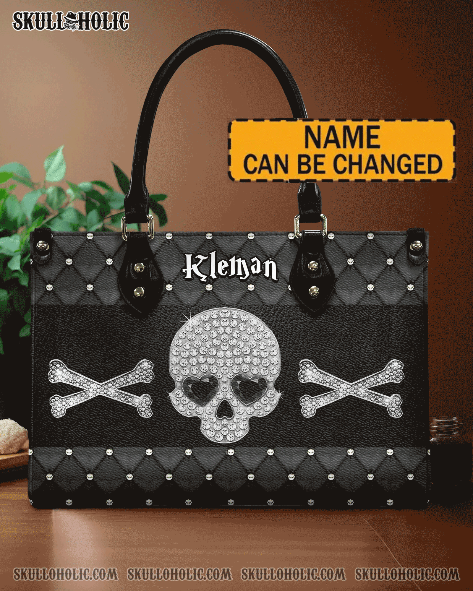 BLISSCORNERS DIAMOND SKULL LEATHER HANDBAG