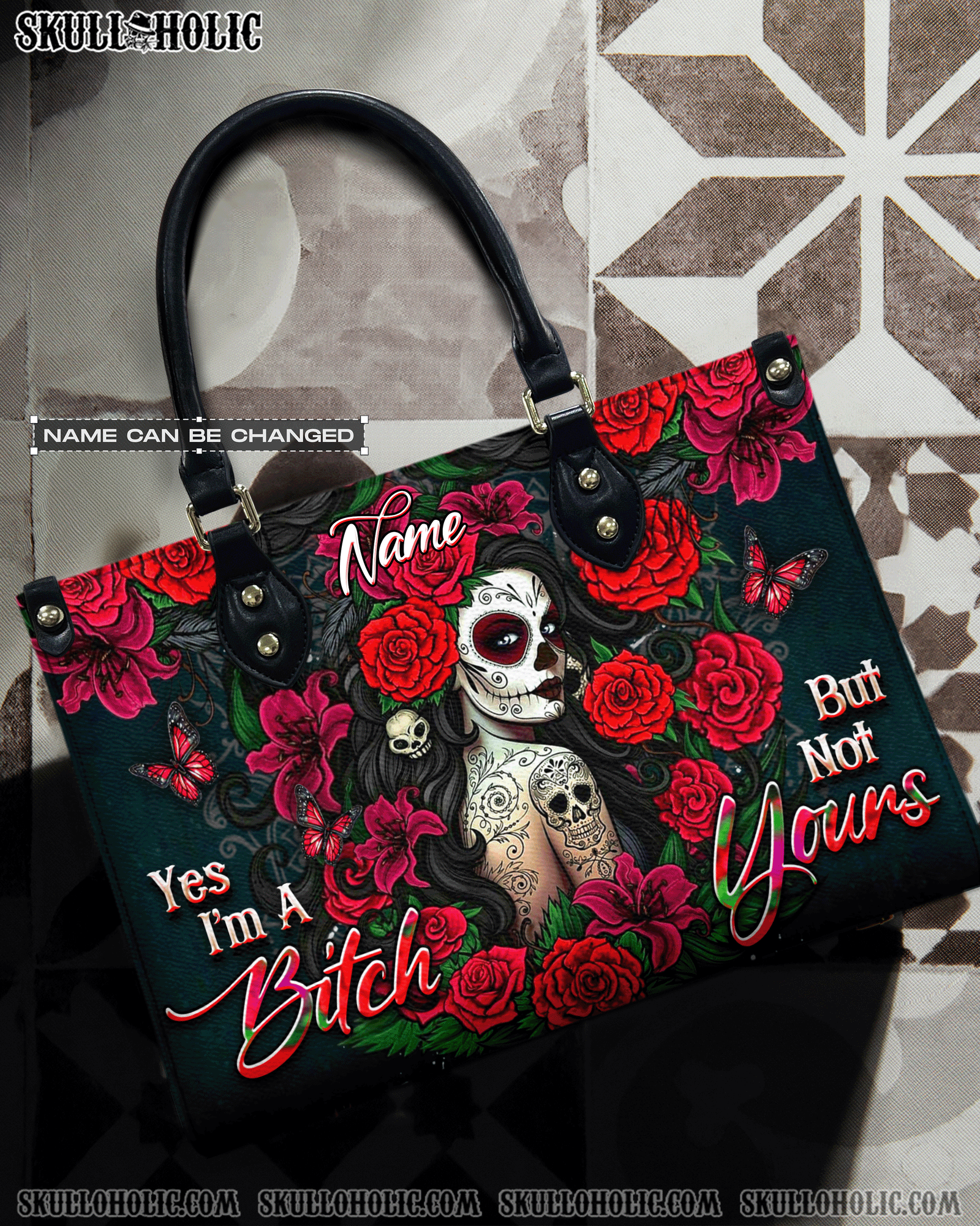 BLISSCORNERS YES I'M A B BUT NOT YOURS LEATHER HANDBAG