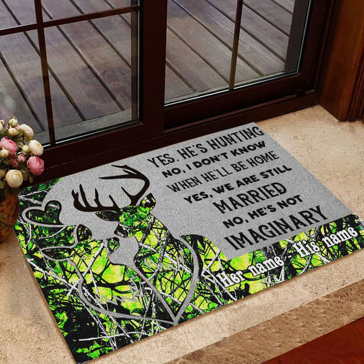 Blisscorners Loralle My Husband Is A Hunter Hunting Door Mat 3D Personalized - Green