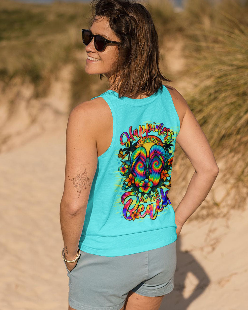 BLISSCORNERS HAPPINESS IS WALKING ON THE BEACH FLIP FLOPS ALL OVER PRINT