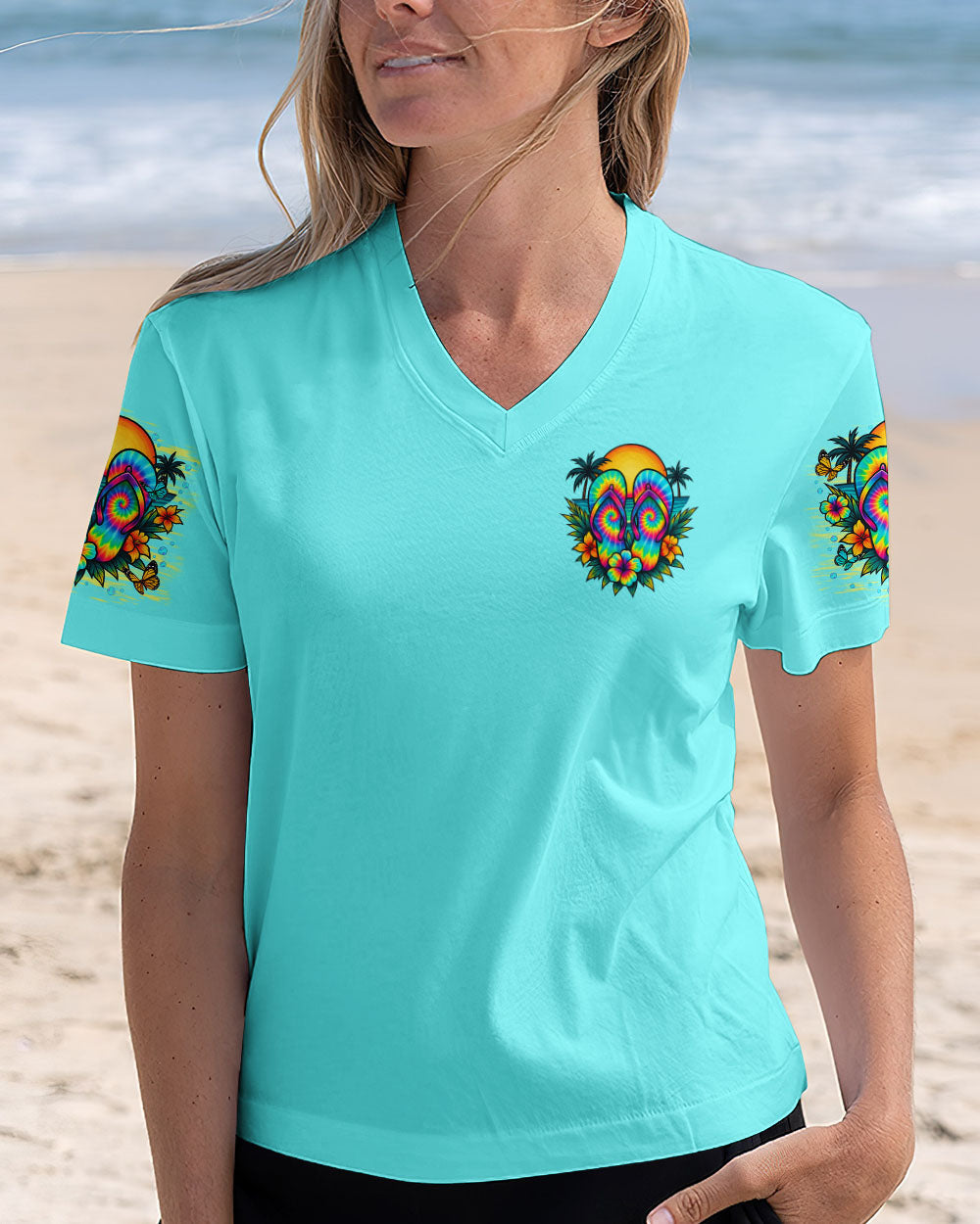 BLISSCORNERS HAPPINESS IS WALKING ON THE BEACH FLIP FLOPS ALL OVER PRINT