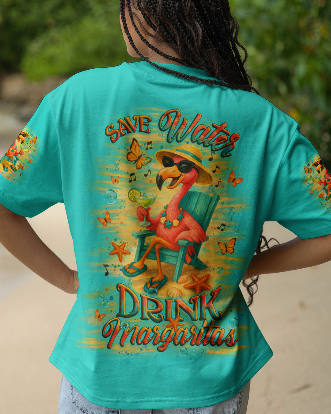 BLISSCORNERS SAVE WATER DRINK FLAMINGO MARGARITAS ALL OVER PRINT